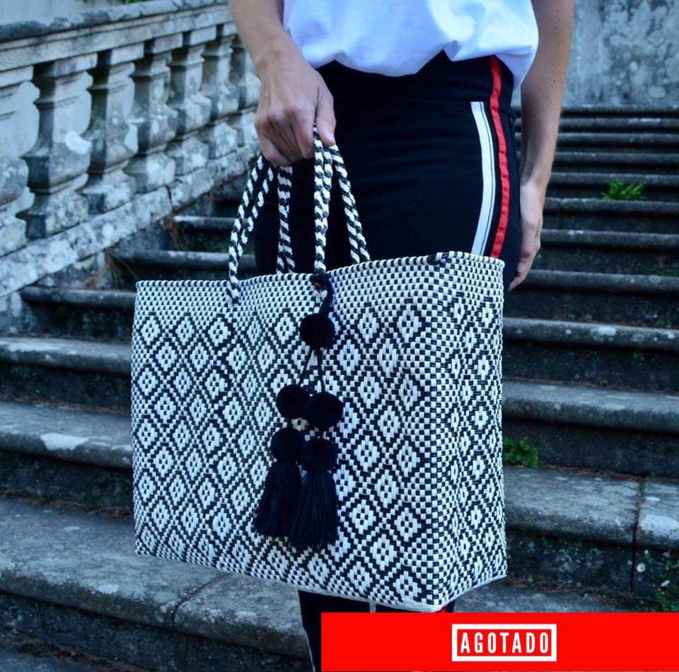 BOLSA GRANDE 'ROMBOS' BLANCO & NEGRO