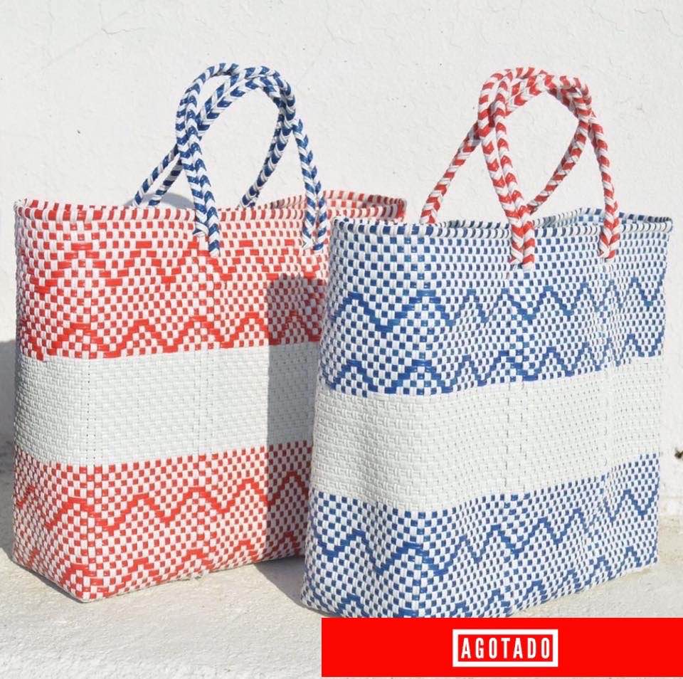 BOLSAS MEDIANAS 'ZIG-ZAG' ROJO/AZUL - AZUL/ROJO & BLANCO/ORO