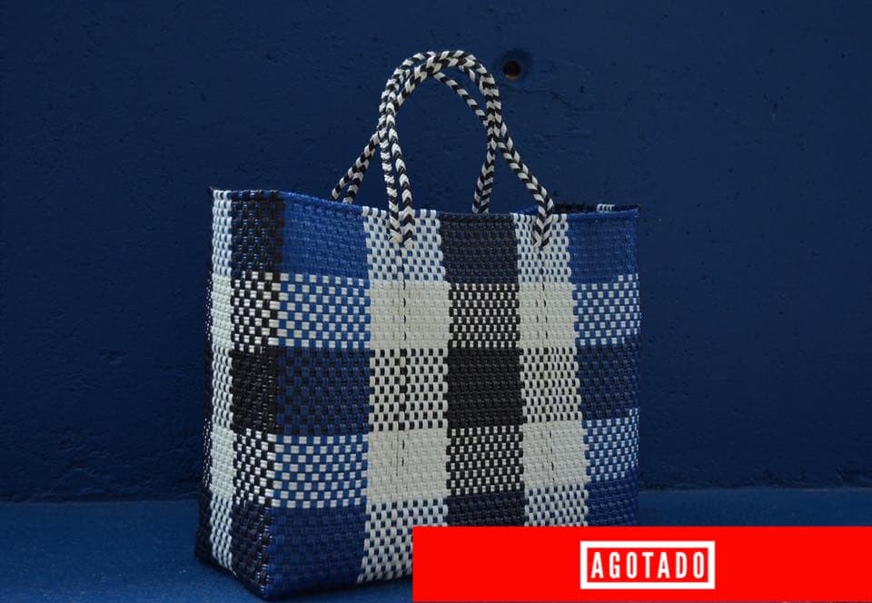 BOLSA GRANDE 'TARTÁN' - AZUL REY/NEGRO